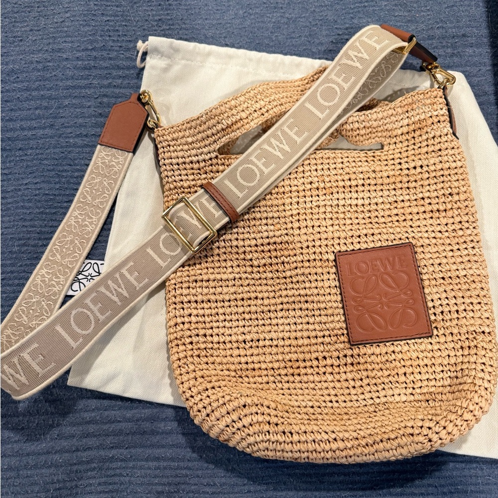 Loewe Tan and Brown Crossbody Bag with Woven Design